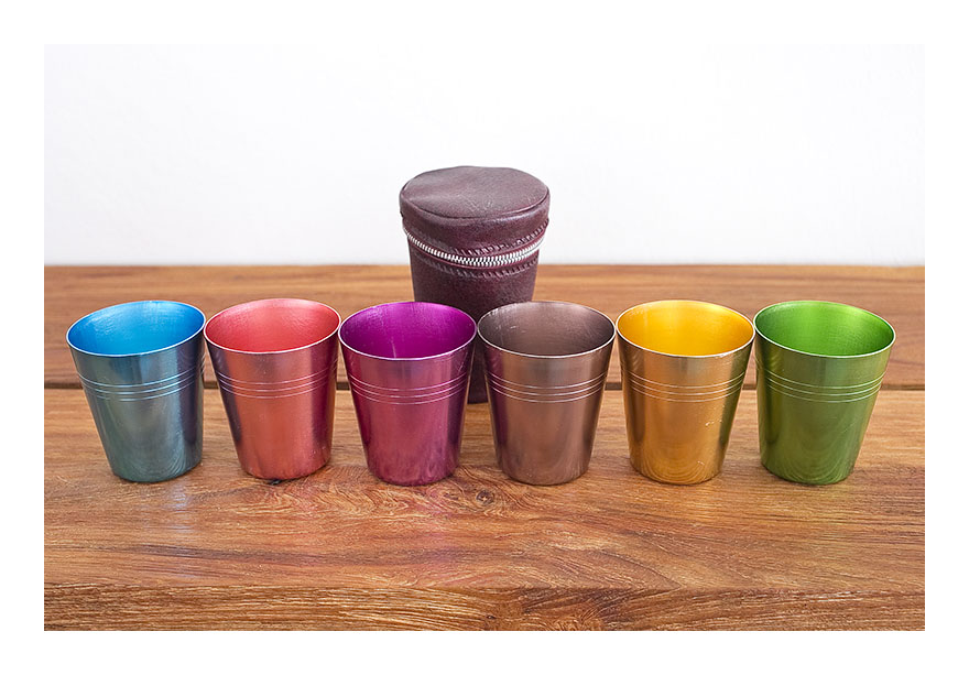anodised  aluminium anodised beakers vintage 50s cups